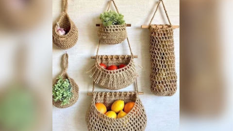 Cómo tejer una frutera o verdulero colgante a crochet para liberar espacio en la barra de tu cocina