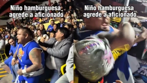 Despidieron al Niño Hamburguesa de AAA tras agredir a un aficionado.