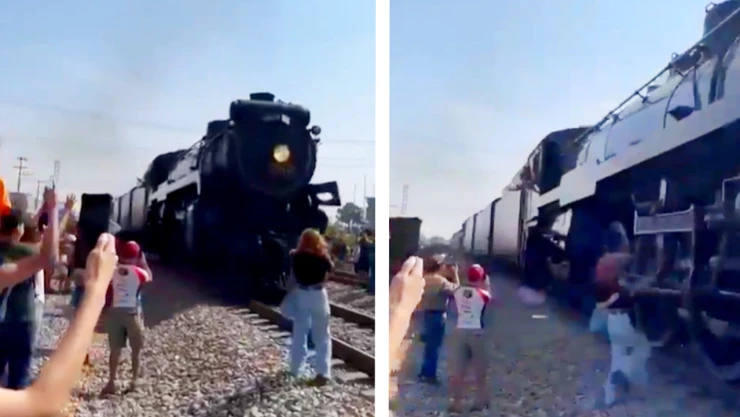 Mujer por poco es arrollada por la locomotora La Emperatriz en Coahuila