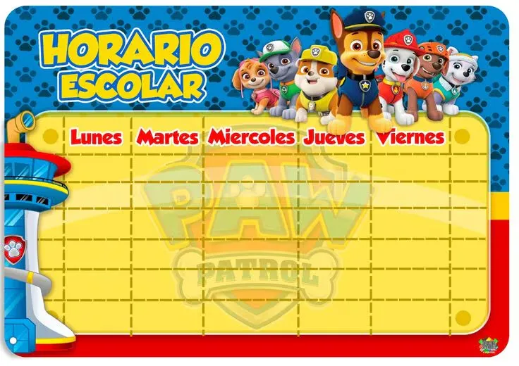 Horario de Paw Patrol con huellitas