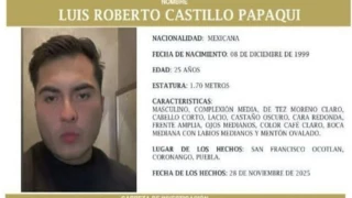 Luis Roberto Castillo, joven de 25 años, desaparece en la autopista México-Puebla