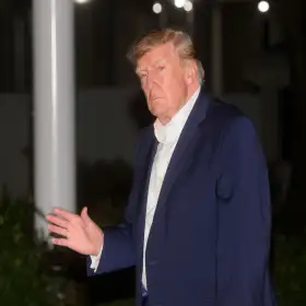 Donald Trump en un Jardín de la Casa Blanca.