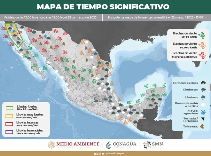 Clima en México 22 de marzo