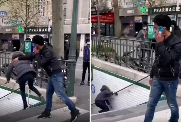 VIDEO: Lo expulsan de Francia por aventar a una mujer a las escaleras del Metro de París