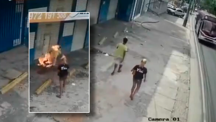 VIDEO: Mujer incendia a su pareja en plena calle