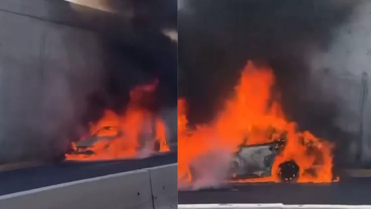 Incendio de vehículo en Monterrey