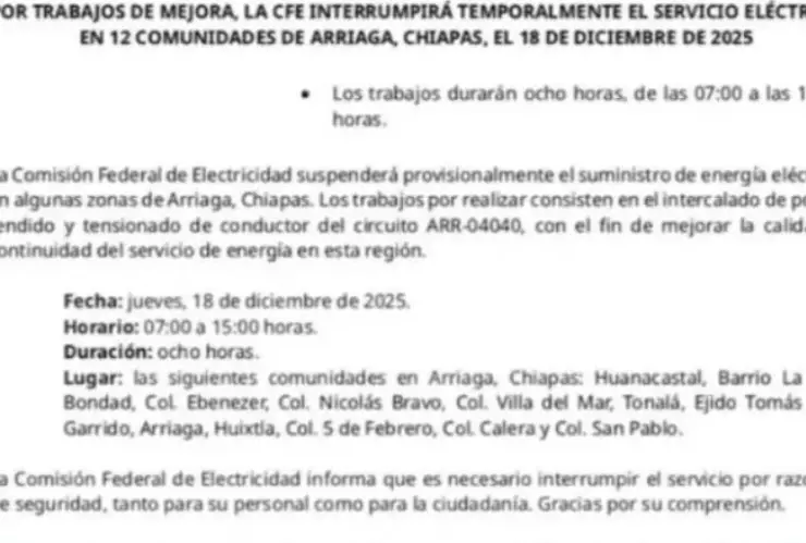 Apagón programado HOY Chiapas_ Horarios y zonas con corte de luz.jpg