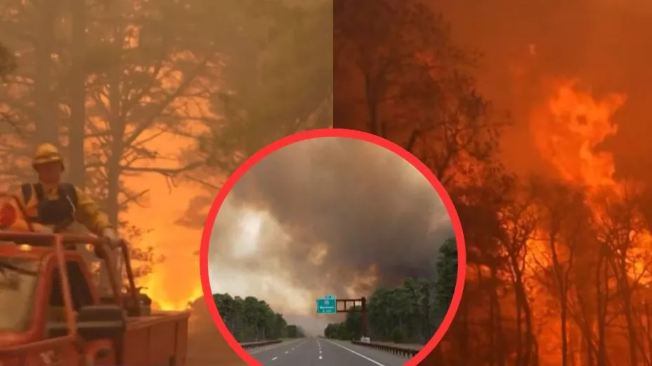 incendio forestal avanza con fuerza en los Pine Barrens de Nueva Jersey