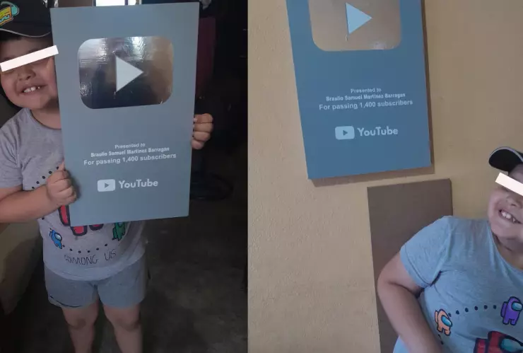 Padre hace placa de Youtube para su hijo
