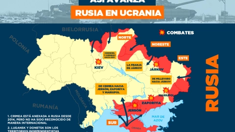 Mapa del avance de Rusia en Ucrania