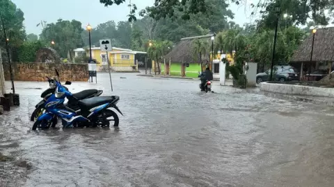 Reportan INUNDACIONES en municipios de Yucatán por lluvias del Huracán Helene.