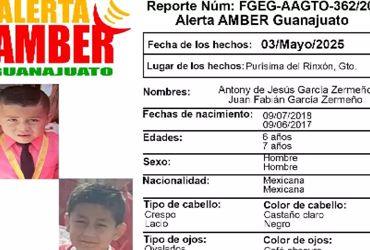 Hermanitos desaparecidos Purísima del Rincón