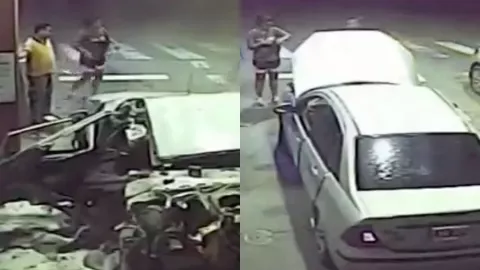 Auto de una mujer policía explota en una gasolinera en Argentina