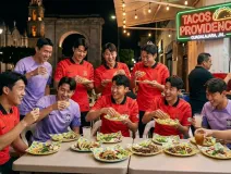 Son y Corea ya sienten México: fueron captados comiendo tacos antes del duelo ante la Selección Nacional