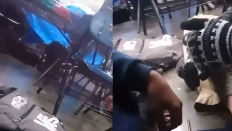 VIDEO: Alumnos de secundaria se resguardan tras balacera en Mexicali