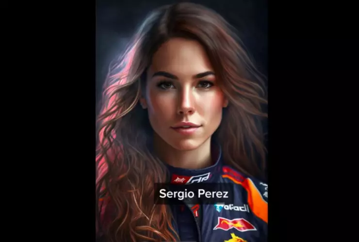 Foto de Checo Pérez como mujer según la Inteligencia Artificial IA