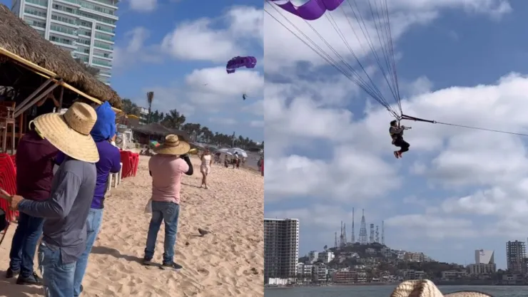 Tocan El Niño Perdido desde un parachute en Mazatlán