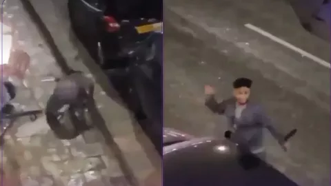 Imágenes estremecedoras Golpean brutalmente a joven por vandalizar vehículos