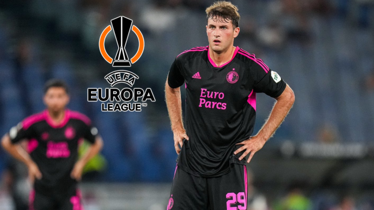 Santiago Giménez con el Feyenoord ante la Lazio