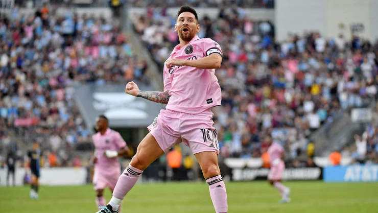 Messi festeja su gol ante Philadelphia