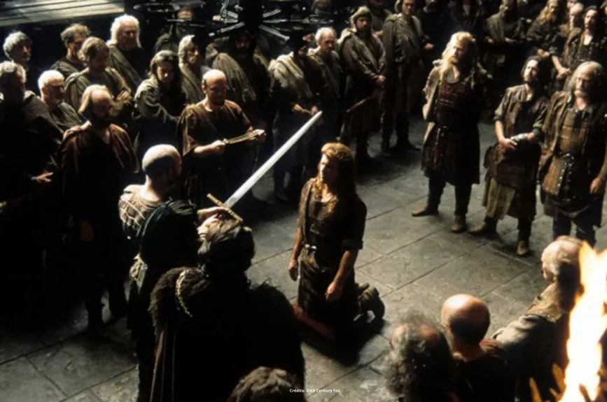 Escena de la película Corazón Valiente (Braveheart) con Mel Gibson por Azteca 7.