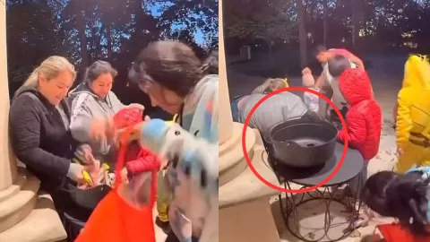 VIDEO Familia llevándose todos los dulces de Halloween en una casa hace explotar las redes