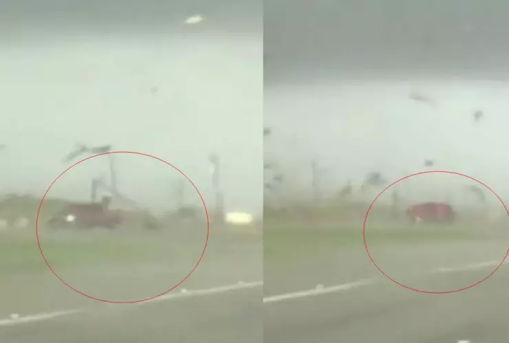 Video Camioneta escapó de tornado en Texas, ¡Tuvo suerte!