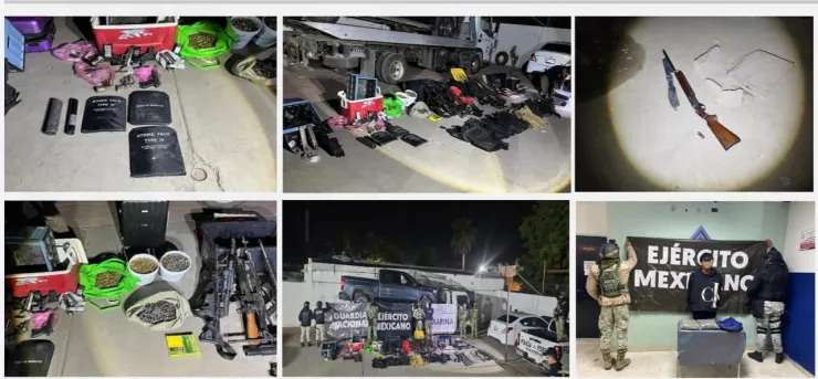 Encuentran arsenal con lanzallamas y granadas en Navojoa, Sonora (FOTOS)