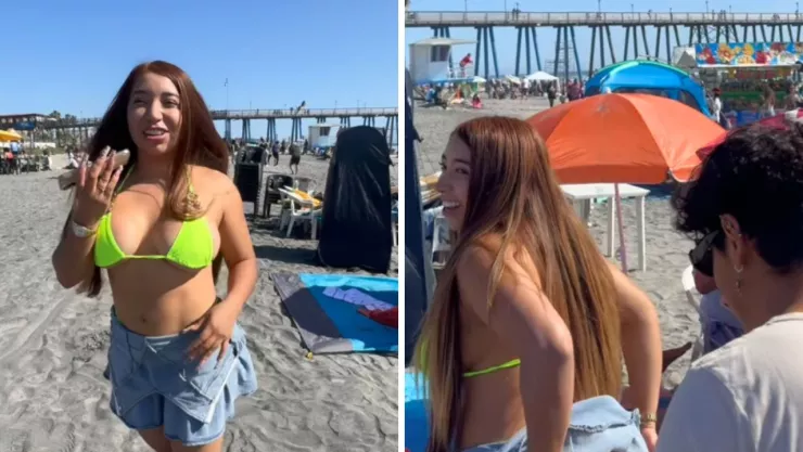 Verito Aguass participó en un reto viral junto a un fan en la playa