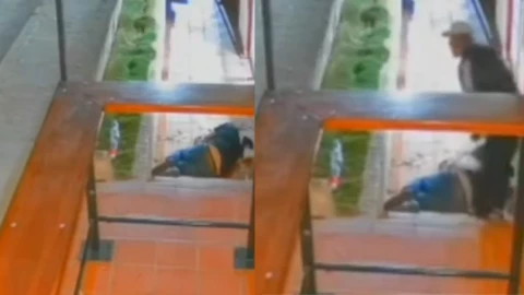 Hombre en la calle y se cae