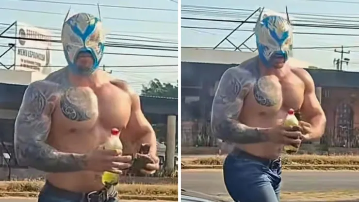La máscara de lucha libre llamó la atención de automovilistas y redes sociales