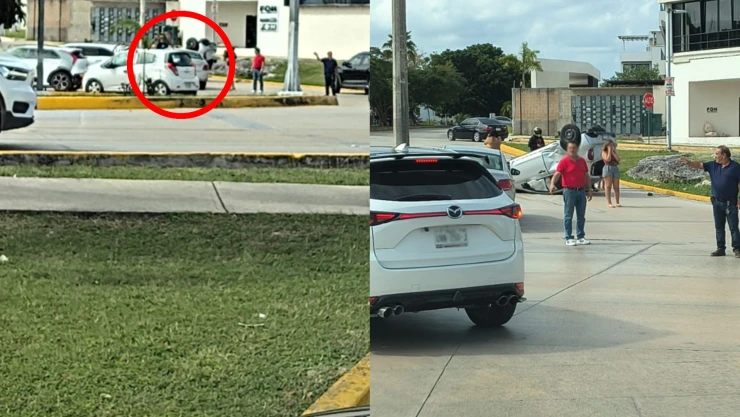 ÚLTIMA HORA: Se registra fuerte volcadura en Av. Tulum en Cancún HOY y comienza a generar tráfico