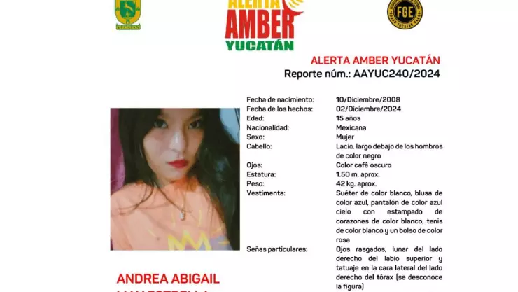 buscan a la menor andrea may alerta amber en yucatan