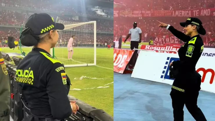 VIDEO_ ¿Quién ganó? Mujer policía se roba la atención en partido de fútbol
