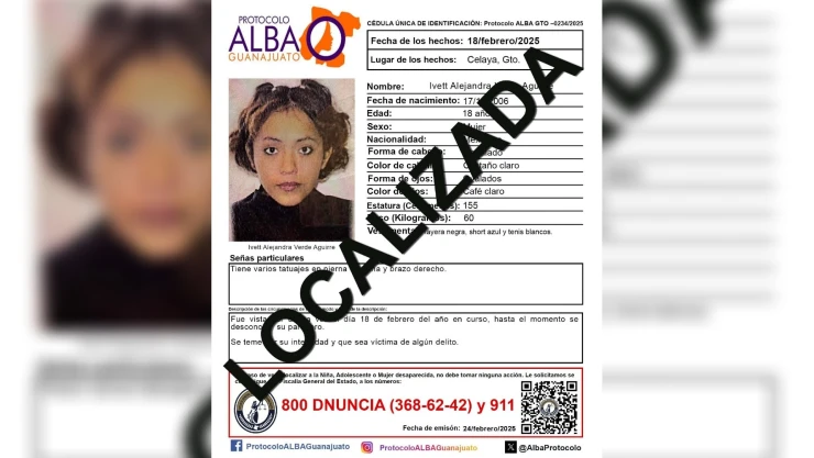 Localizan sin vida a Ivett Alejandra Verde, joven de 18 años desaparecida en Celaya