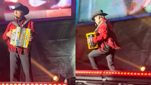 VIDEO Captan la caída de Jorge Hernández de Los Tigres del Norte en pleno concierto
