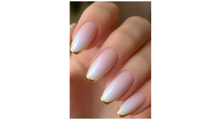 Diseño de uñas doradas con blanco