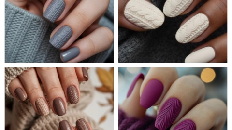 diseños de uñas efecto suéter