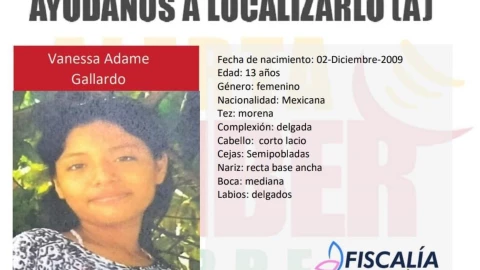 Alerta Amber Vanessa Adame Guerrero