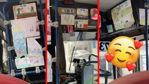 Camionero presume dibujos de su hija.-