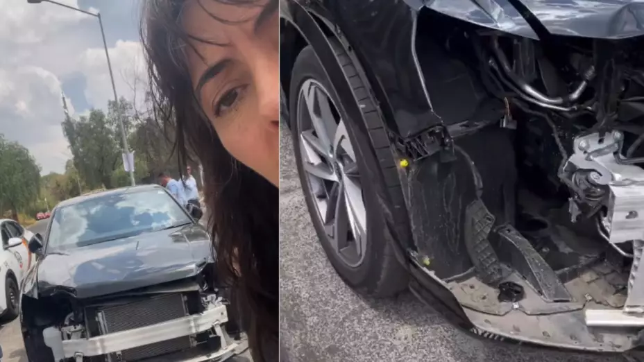 El coche de Verónica Jaspeado quedó completamente desvalijado luego de dejarlo estacionado en CU de la UNAM.