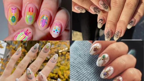 diseños de uñas insectos a mano alzada