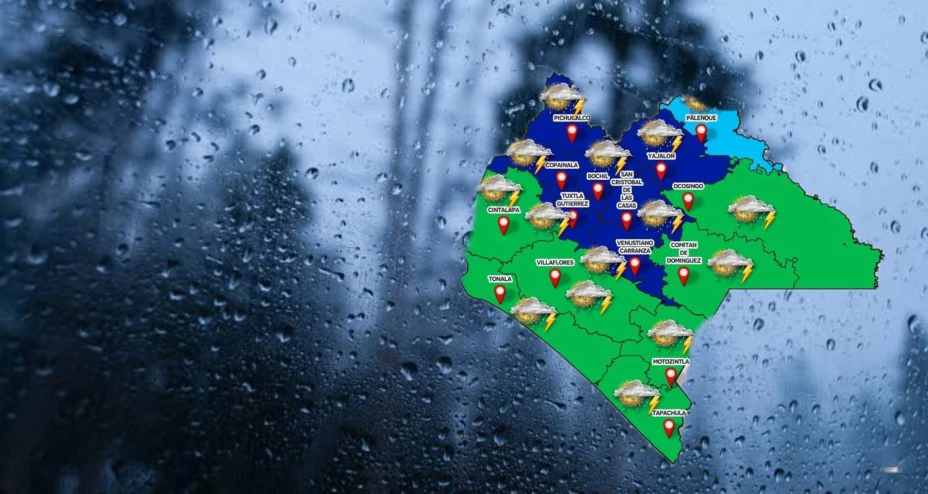 Onda Tropical No. 15 ocasionará lluvias intentas el fin de semana en Chiapas; municipios en Alerta Verde y Azul