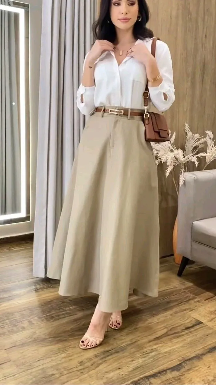 4 ideas de outfits para mujer con cinturón que se ven hermosos en la oficina