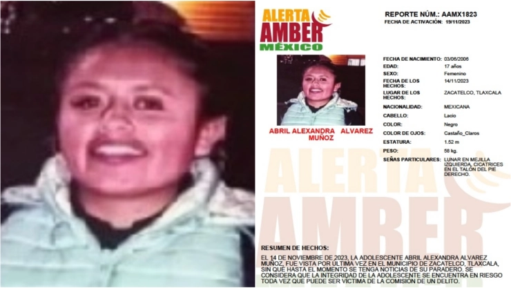 ALERTA AMBER Abril Alejandra Álvarez Muñoz Tlaxcala