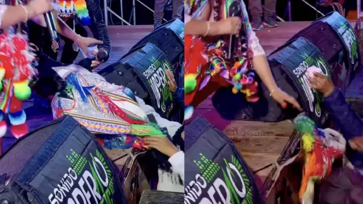 ‘¡Se cayó el duende!’: Captan tremenda caída durante un concierto