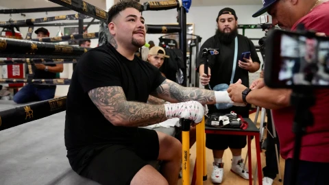 Andy Ruiz en entrenamiento para pelea ante Luis Ortiz