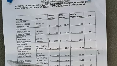 ¿Es oficial el aumento de precio en el costo del pasaje Tuxtla - Chiapa?