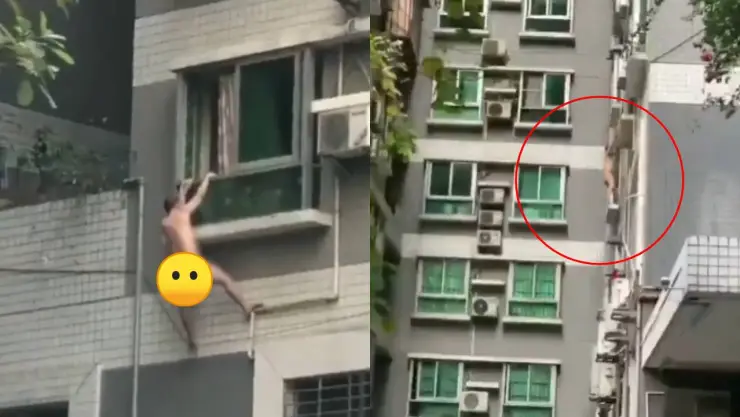 Video_ Así amante escapa desnudo por la ventana para no ser descubierto