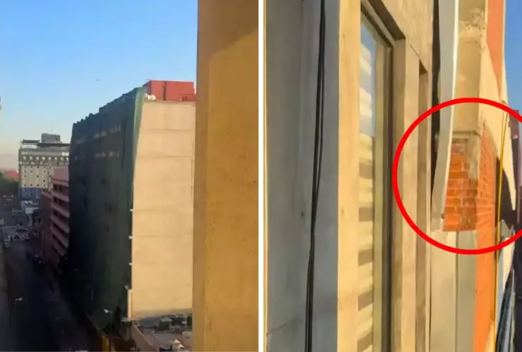 La grabación muestra la intensidad del sismo desde un piso elevado